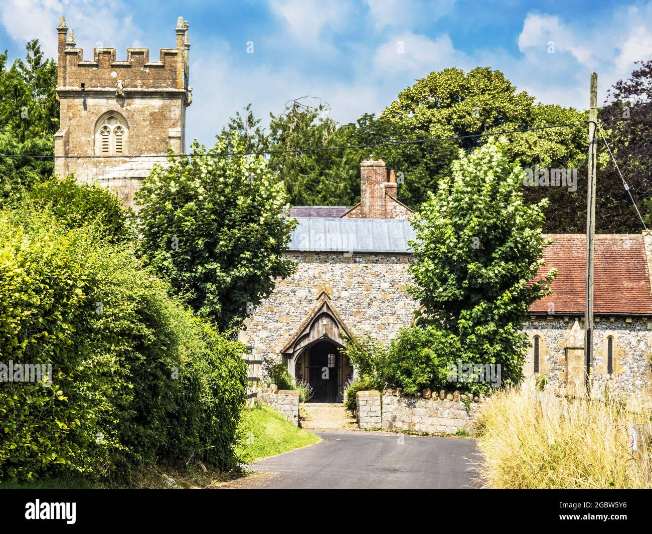 Iglesia de San Nicolás, Fyfield, Wiltshire. Foto de stock