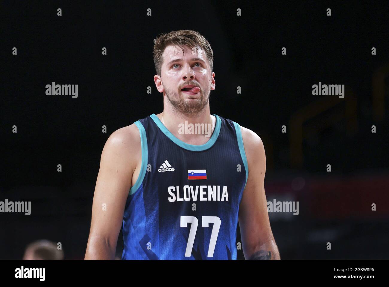 Luka DONCIC (77) de Eslovenia durante los Juegos Olímpicos Tokio 2020,  Semifinal del Baloncesto, Francia - Eslovenia, el 5 de agosto de 2021 en  Saitama Super Arena, en Tokio, Japón - Foto