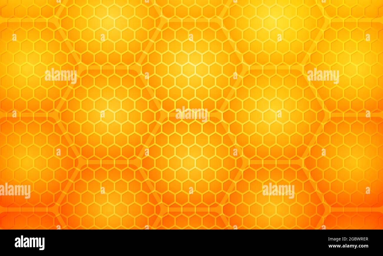 panal hexagonal amarillo brillante con miel, ilustración de estilo