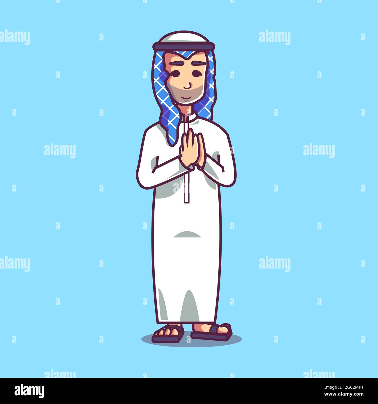 Hombre árabe musulmán con turbante. Personaje de dibujos animados Imagen  Vector de stock - Alamy