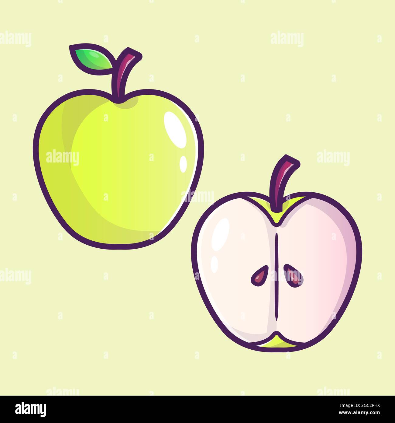 Ilustración de manzanas verdes. Estilo de icono de dibujos animados Imagen  Vector de stock - Alamy