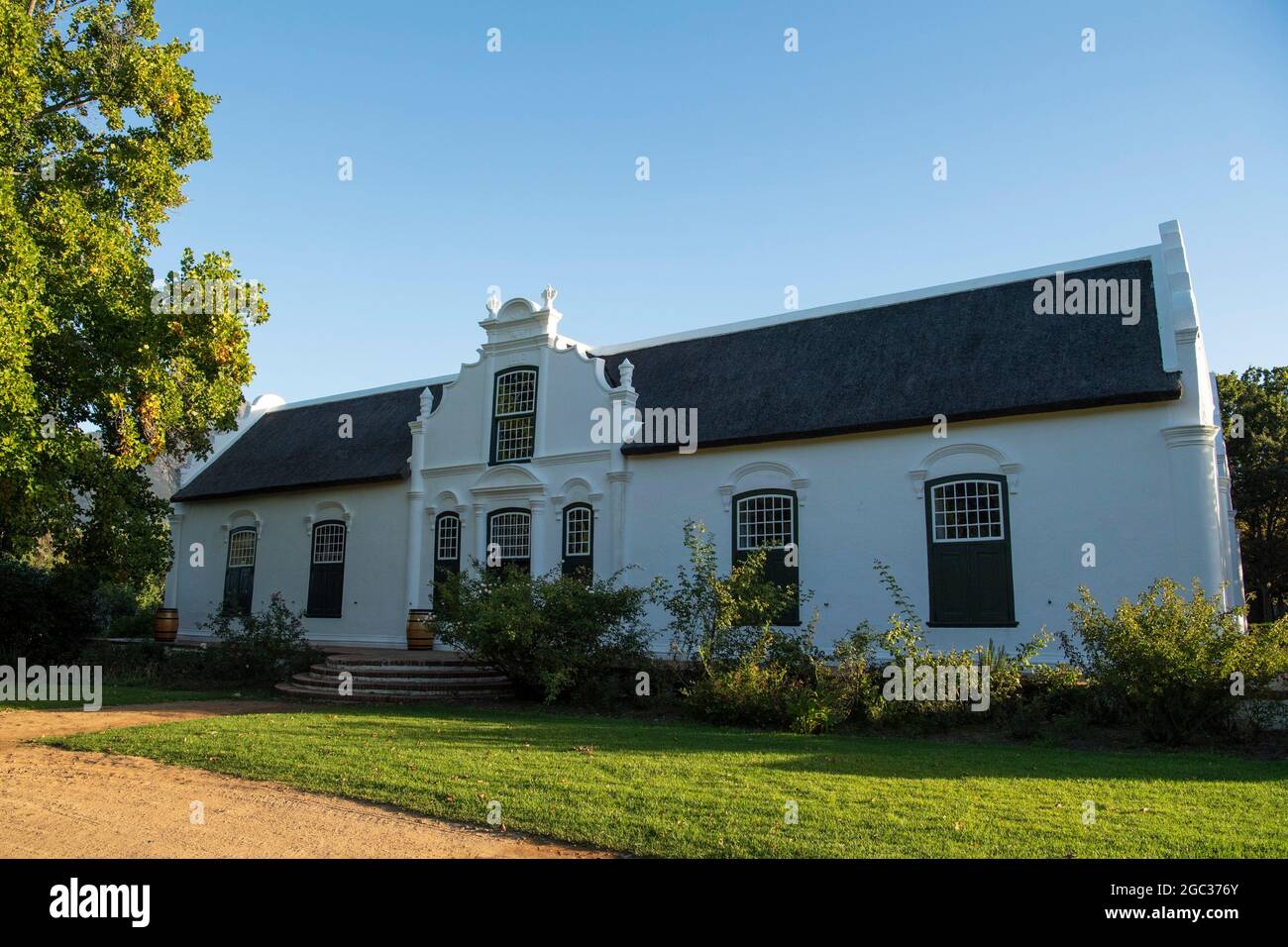 Cape Dutch manor house, Boschendal Estate, Franschhoek, Sudáfrica Foto de stock