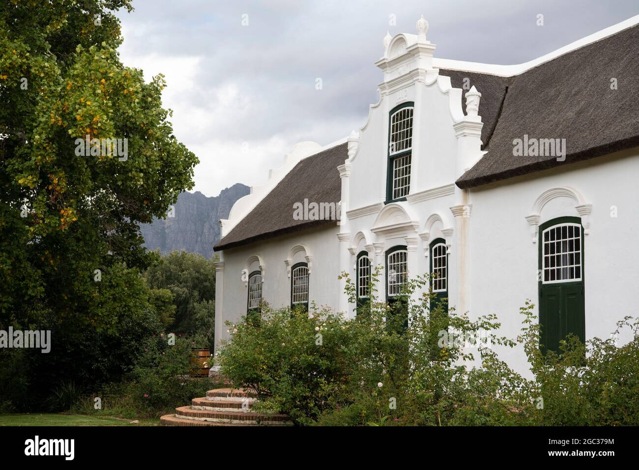 Cape Dutch manor house, Boschendal Estate, Franschhoek, Sudáfrica Foto de stock
