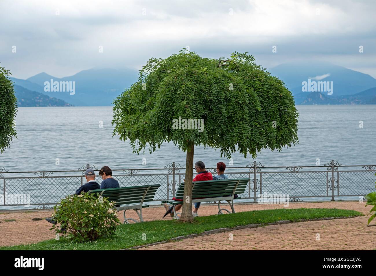 Frente al lago, Stresa, Lago Maggiore, Piamonte, Italia Foto de stock