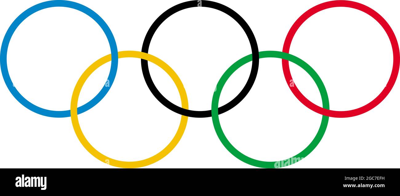 El símbolo de cinco anillos de la ilustración de los Juegos Olímpicos.  Diseño de vector de cinco anillos olímpico de Tokio Fotografía de stock -  Alamy