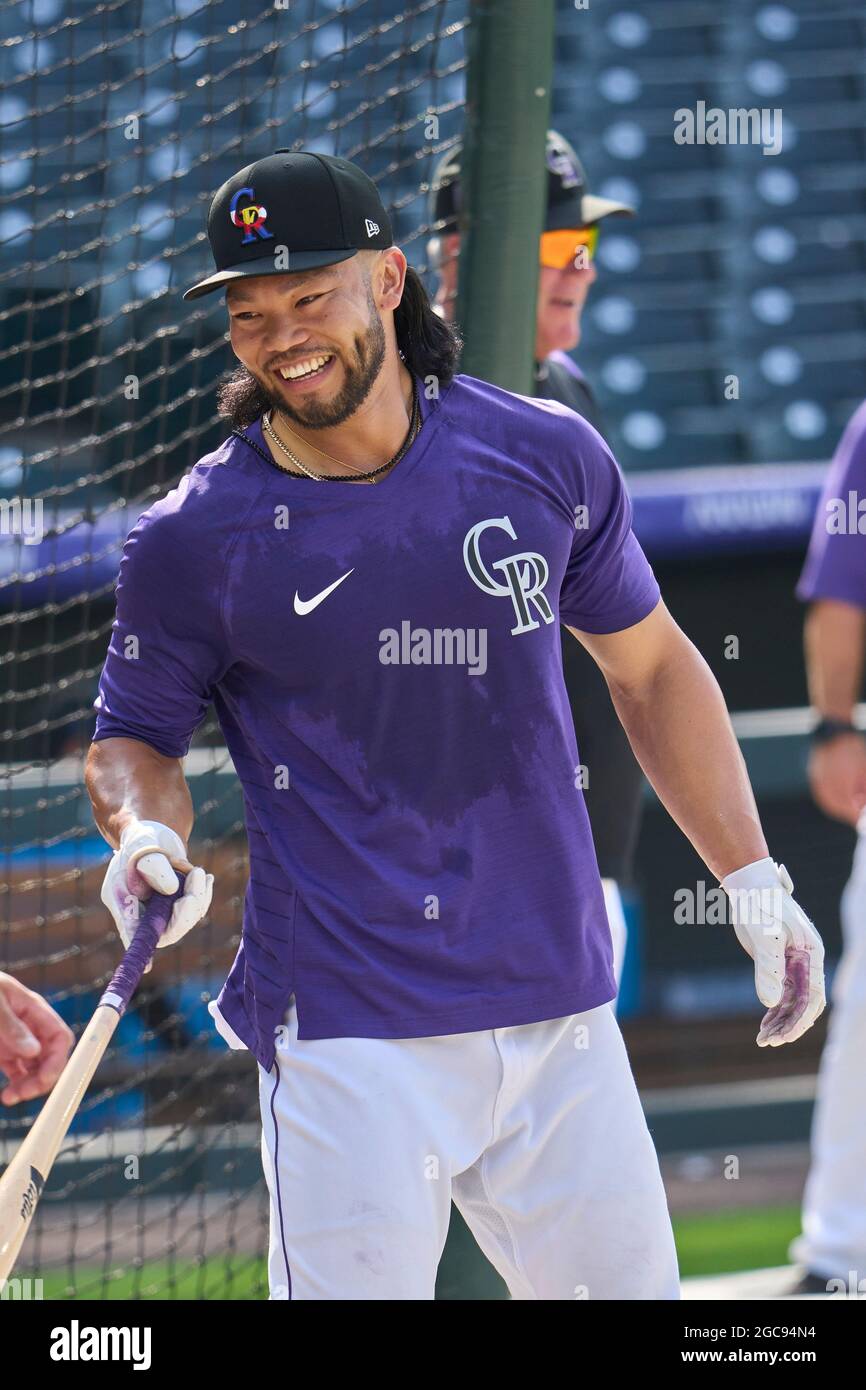 August 4 2021 Colorado Rockies outfielder Connor Joe 9 during batting practice before the game with Colorado Rockies held at Coors Field in Denver