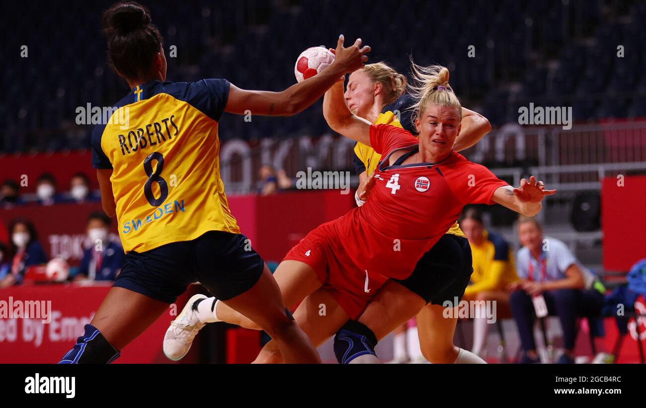 Juegos Olímpicos de Tokio 2020 - Balonmano - Mujeres - Medal de bronce -  Noruega contra Suecia - Estadio Nacional Yoyogi - Tokio, Japón - 8 de  agosto de 2021. Verónica Kristiansen