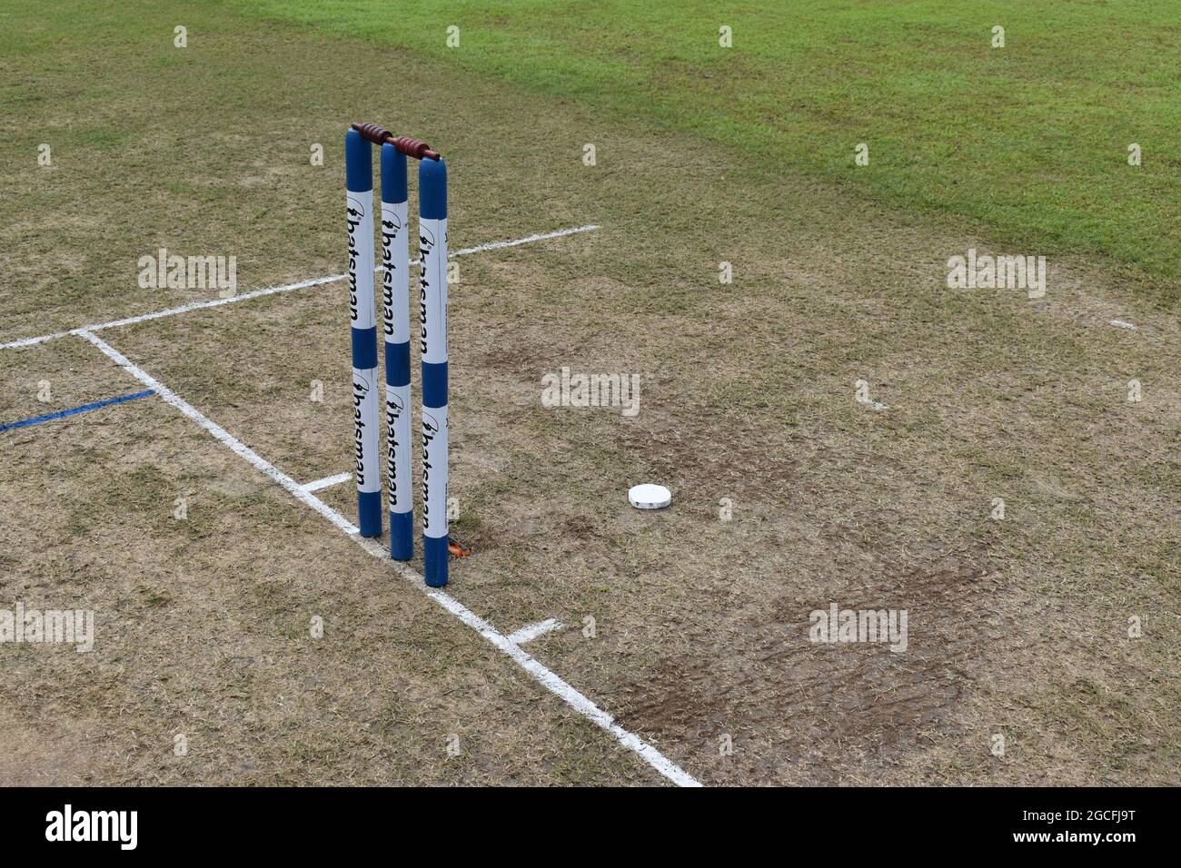 Tocones listos para jugar en un partido de críquet. Sri Lanka. Foto de stock