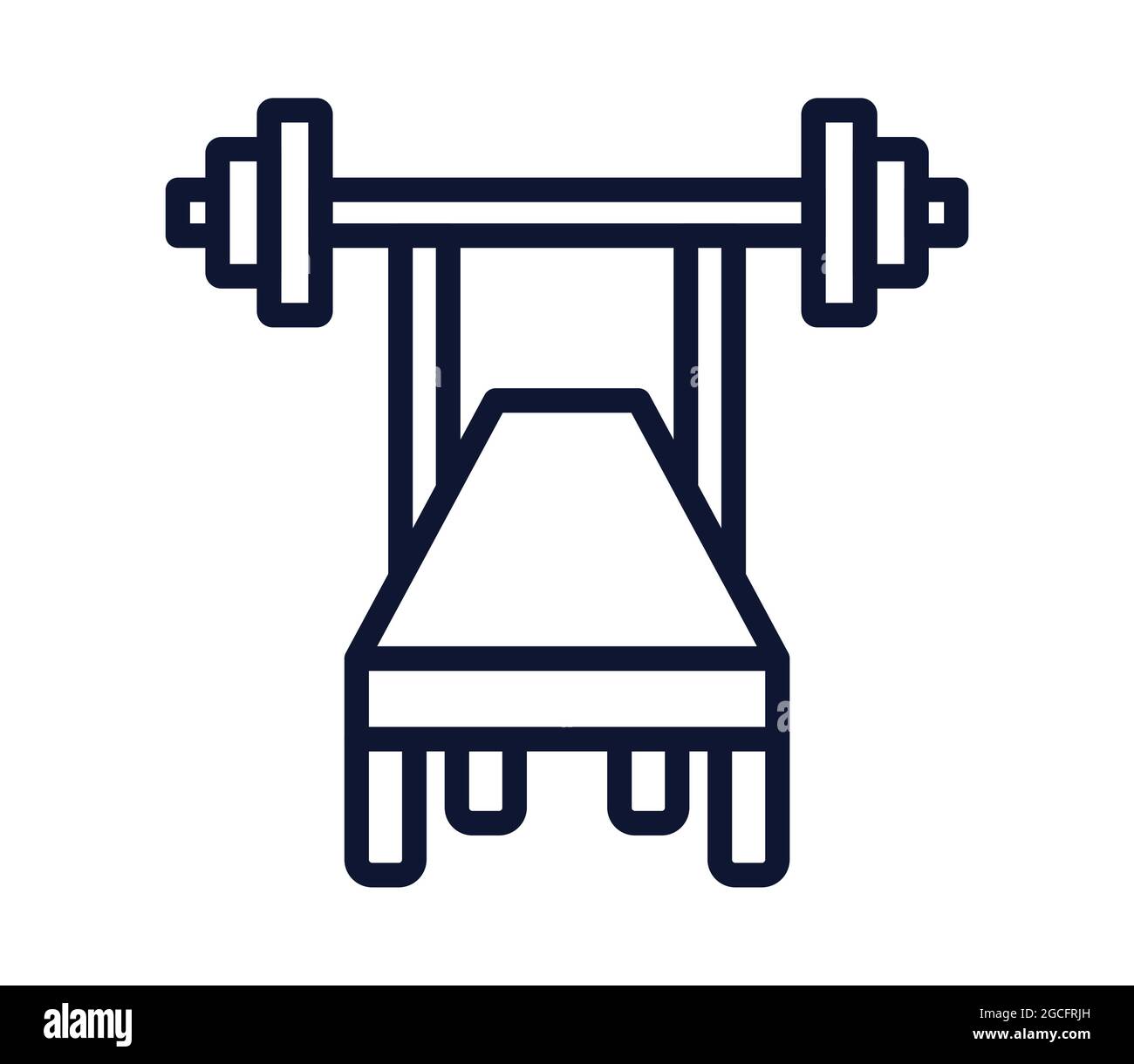 Prensa de banco con icono de ilustración de vector art. De línea de