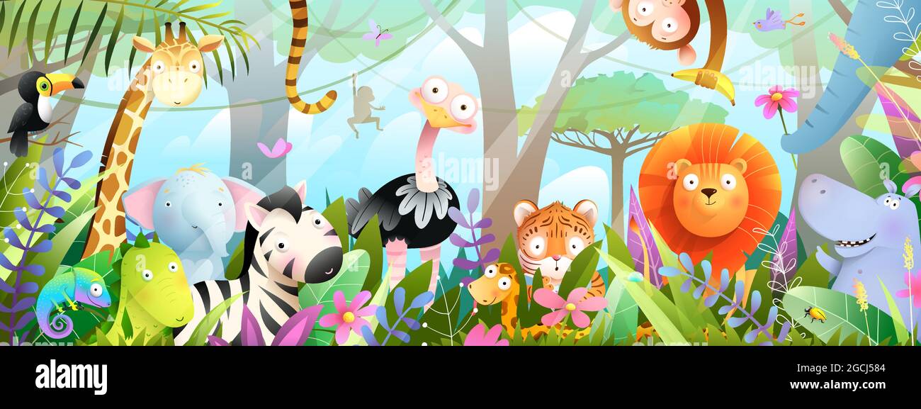 Zoológico de la Selva Animales en el Bosque Tropical para Niños Imagen