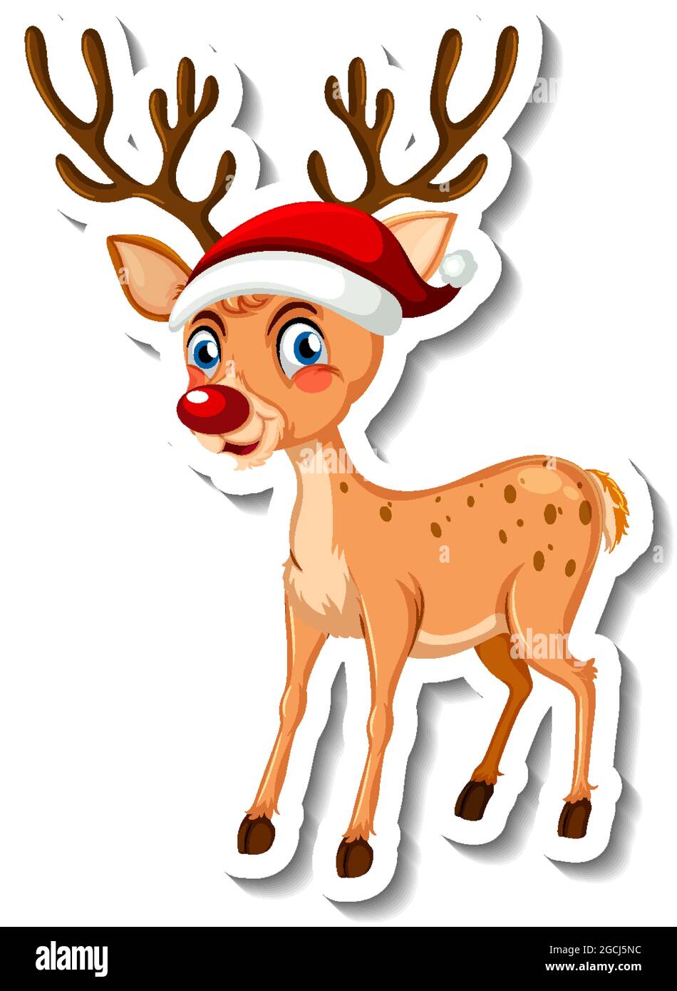 Plantilla adhesiva con dibujo de caricatura de Reno de Navidad aislado  Imagen Vector de stock - Alamy