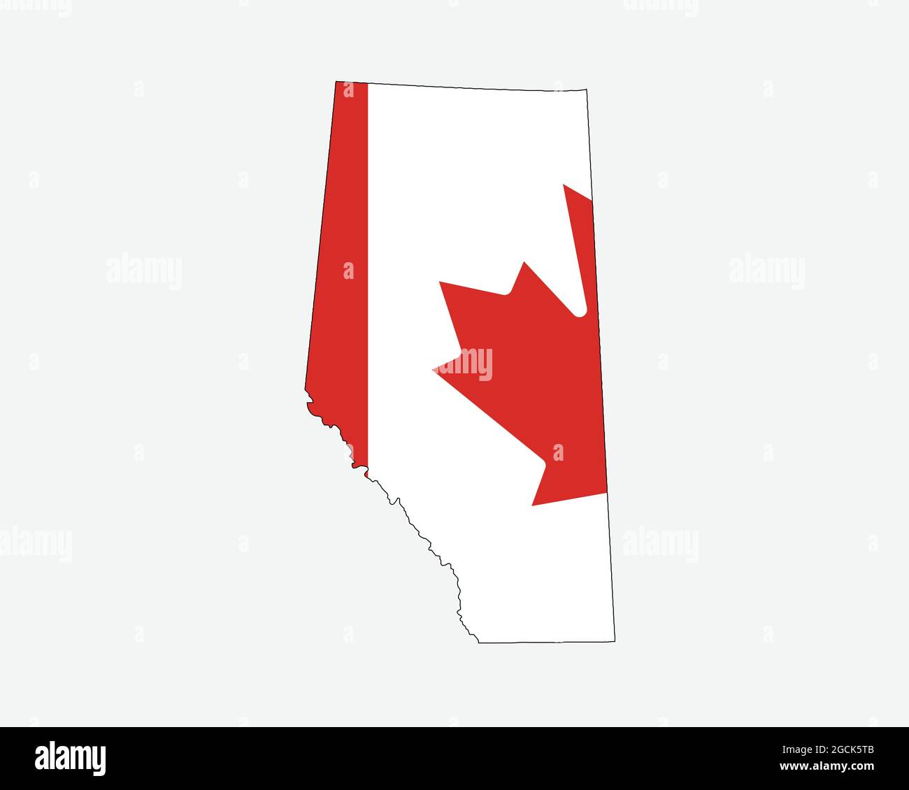 Mapa de Alberta con bandera canadiense. AB, CA Province Map on Canada Flag. Icono de recorte de gráficos vectoriales EPS Ilustración del Vector