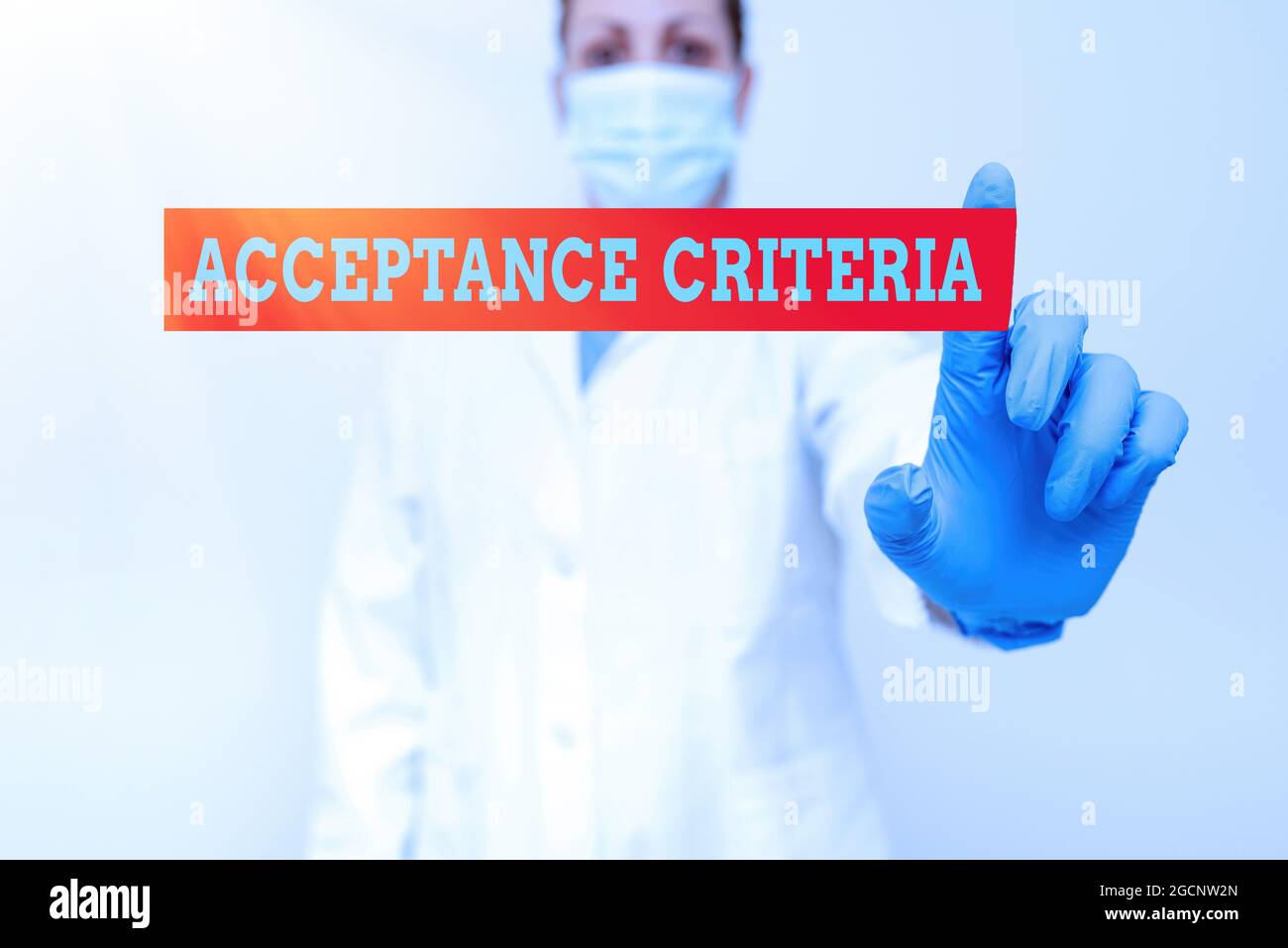 Firma que muestra los criterios de aceptación. Foto conceptual Indicadores especificados en la evaluación de la capacidad de una parte que demuestra la presentación de ideas médicas Foto de stock