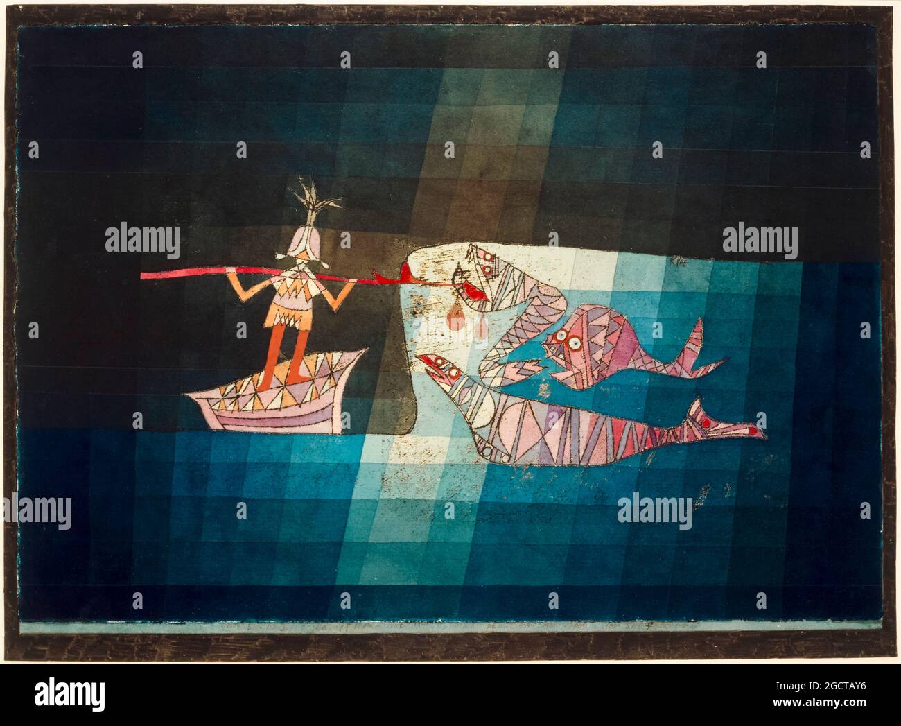 Paul Klee, escena de batalla de la divertida y fantástica ópera La gente de mar, pintura abstracta, 1923 Foto de stock