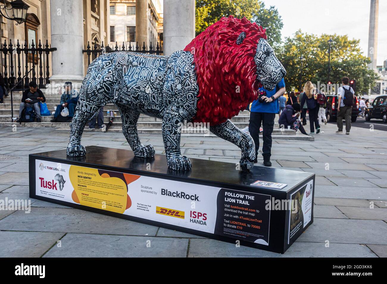 Londres, Reino Unido. 10th de agosto de 2021. La escultura del león está  representada en Trafalgar Square y Piccadilly Circus en Londres. Las  esculturas son parte de la ruta del león de