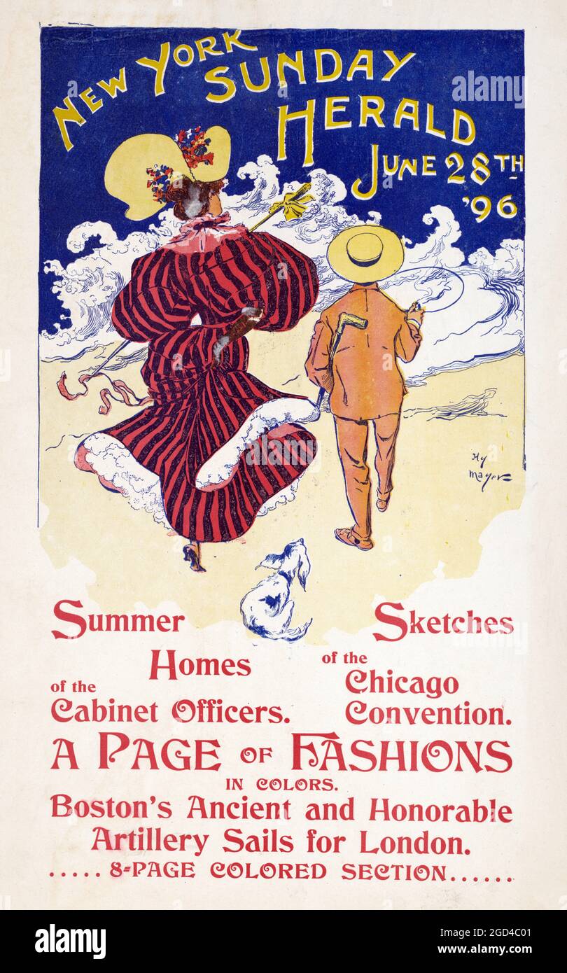 New York Sunday Herald 1896. Cubierta de papel. Ilustración de estilo Art Nouveau. Foto de stock
