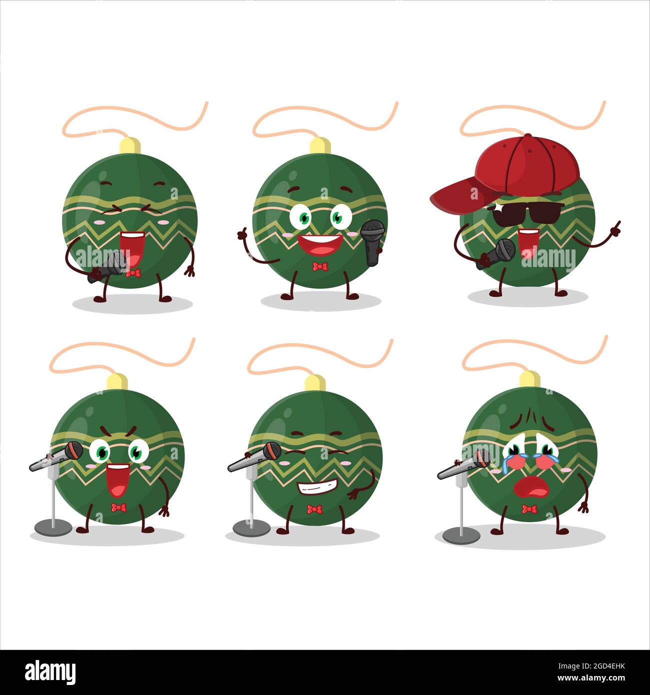 A Cute Cartoon concepto de diseño de luces de Navidad verde cantando una  canción famosa. Ilustración vectorial Imagen Vector de stock - Alamy