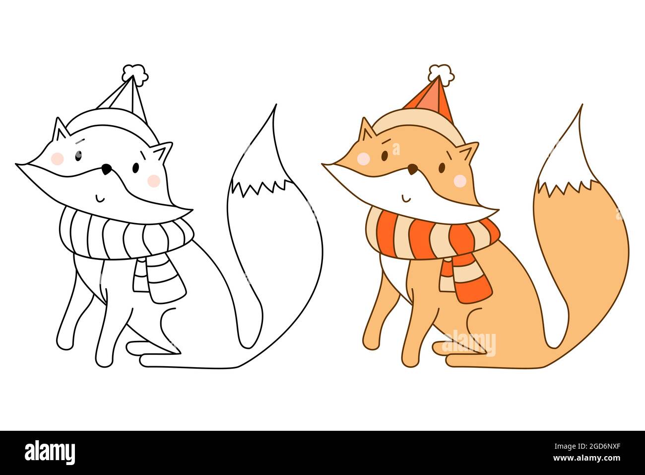 lindo zorro en una bufanda y un sombrero. Colección de caracteres de invierno: Dibujo de líneas, contornos y colores. Ilustración vectorial. Para niños colección, colorear, prin Imagen Vector de stock - Alamy lindo zorro en una bufanda y un sombrero. Colección de caracteres de invierno: Dibujo de líneas, contornos y colores. Ilustración vectorial. Para niños colección, colorear, prin Imagen Vector de stock - Alamy