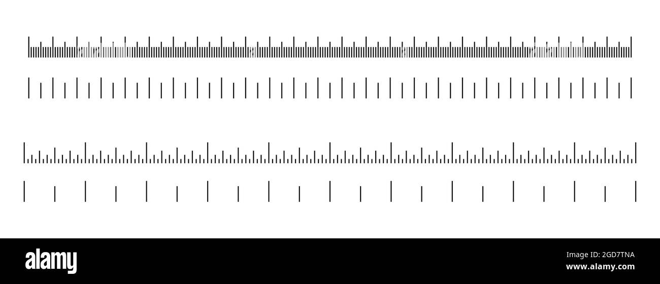 Escalas de medición en pulgadas y métricas. Reglas de centímetros y pulgadas.  Cm y en herramientas de medida. Ilustración de vector plano aislada sobre  fondo blanco Imagen Vector de stock - Alamy