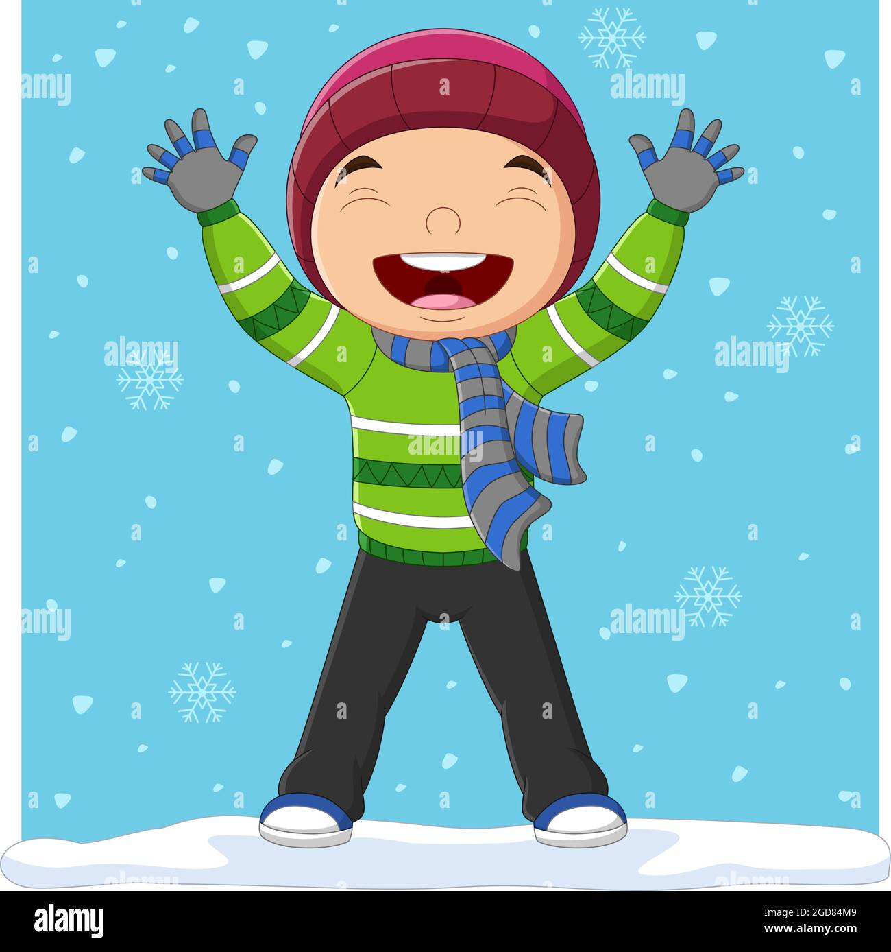 Niño de dibujos animados en ropa de invierno Imagen Vector de stock - Alamy