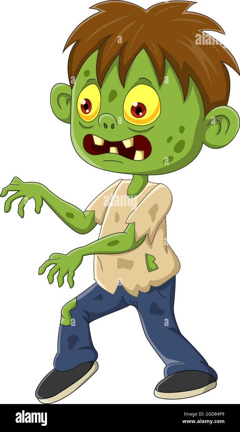Dibujos animados niño zombie enojado caminando Imagen Vector de stock -  Alamy
