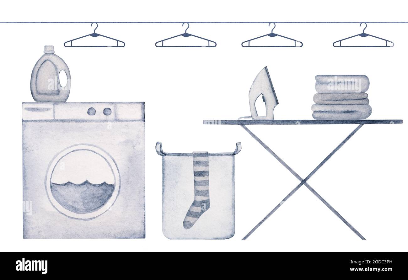 Hermosos dibujos de acuarelas de cosas y objetos. Primer plano, no hay  concepto de lavado y limpieza Fotografía de stock - Alamy