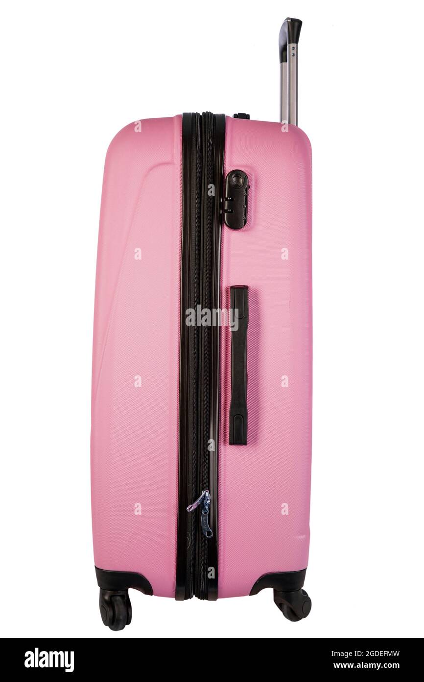 Viajes maleta rosa aislado sobre fondo blanco . Archivo contiene el trazado  de recorte Fotografía de stock - Alamy