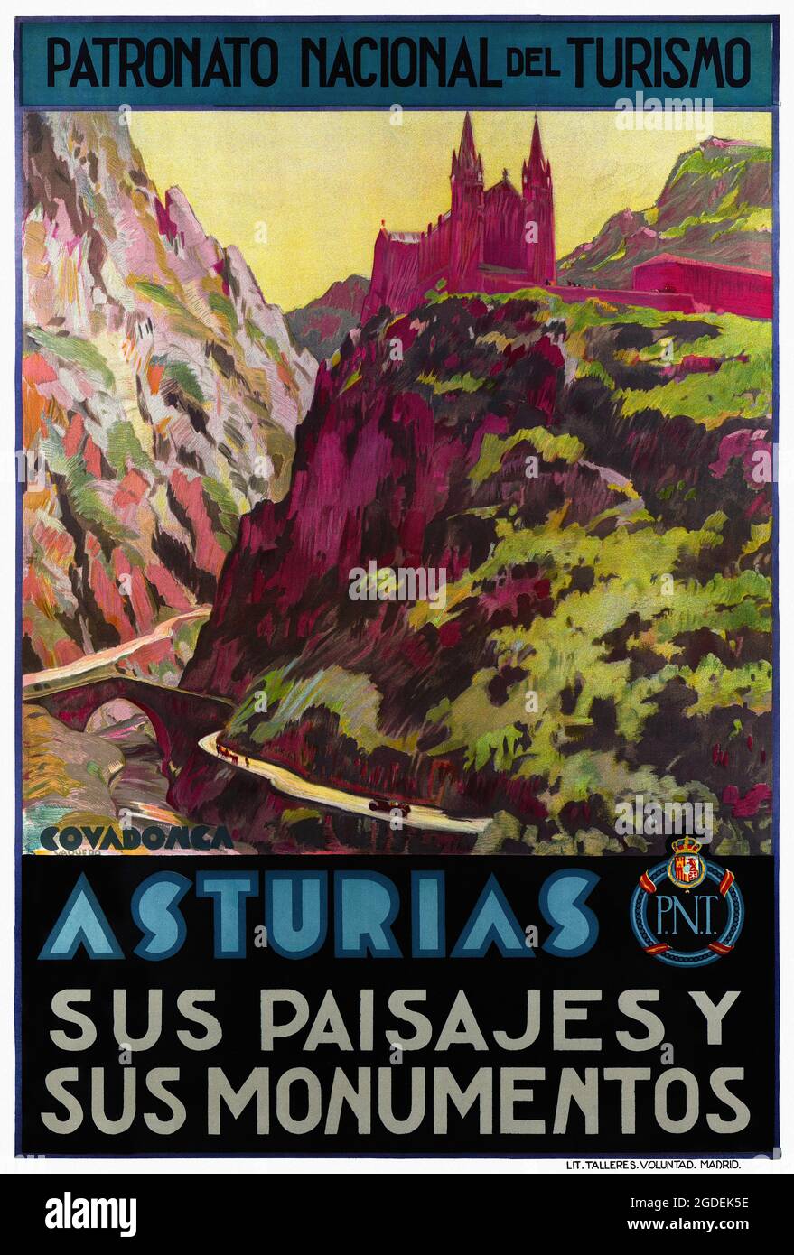 Asturias sus paisajes y sus monumentos de Joaquín Vaquero Palacios  (1900-1998). Póster vintage restaurado publicado en 1940 en España  Fotografía de stock - Alamy