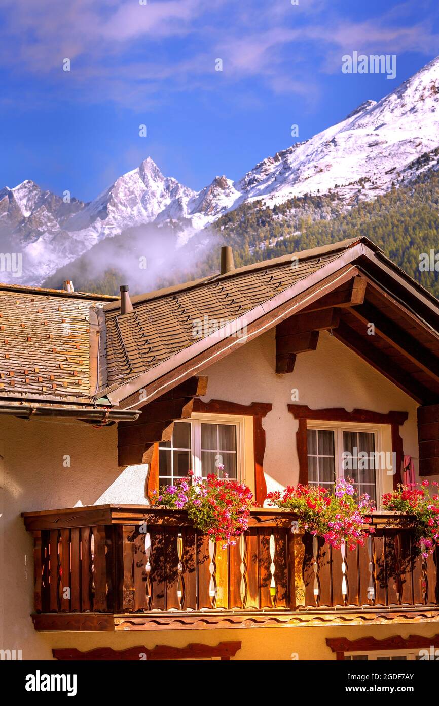 Balcony decorated with flowers fotografías e imágenes de alta