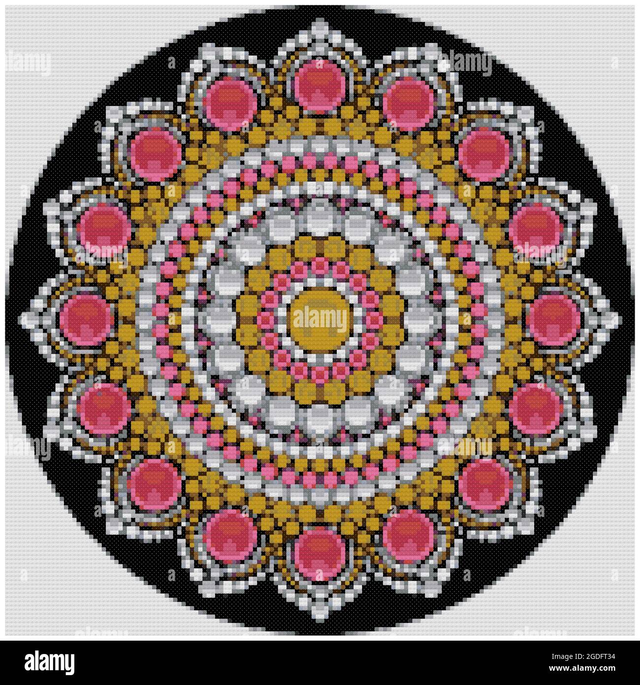 Mandala colorida y luminosa. Geometría sagrada. Ilustración de bordado de  punto de cruz. Imitación de la estructura de lona tejida. Decoración de  tela, hermosos cros Fotografía de stock - Alamy