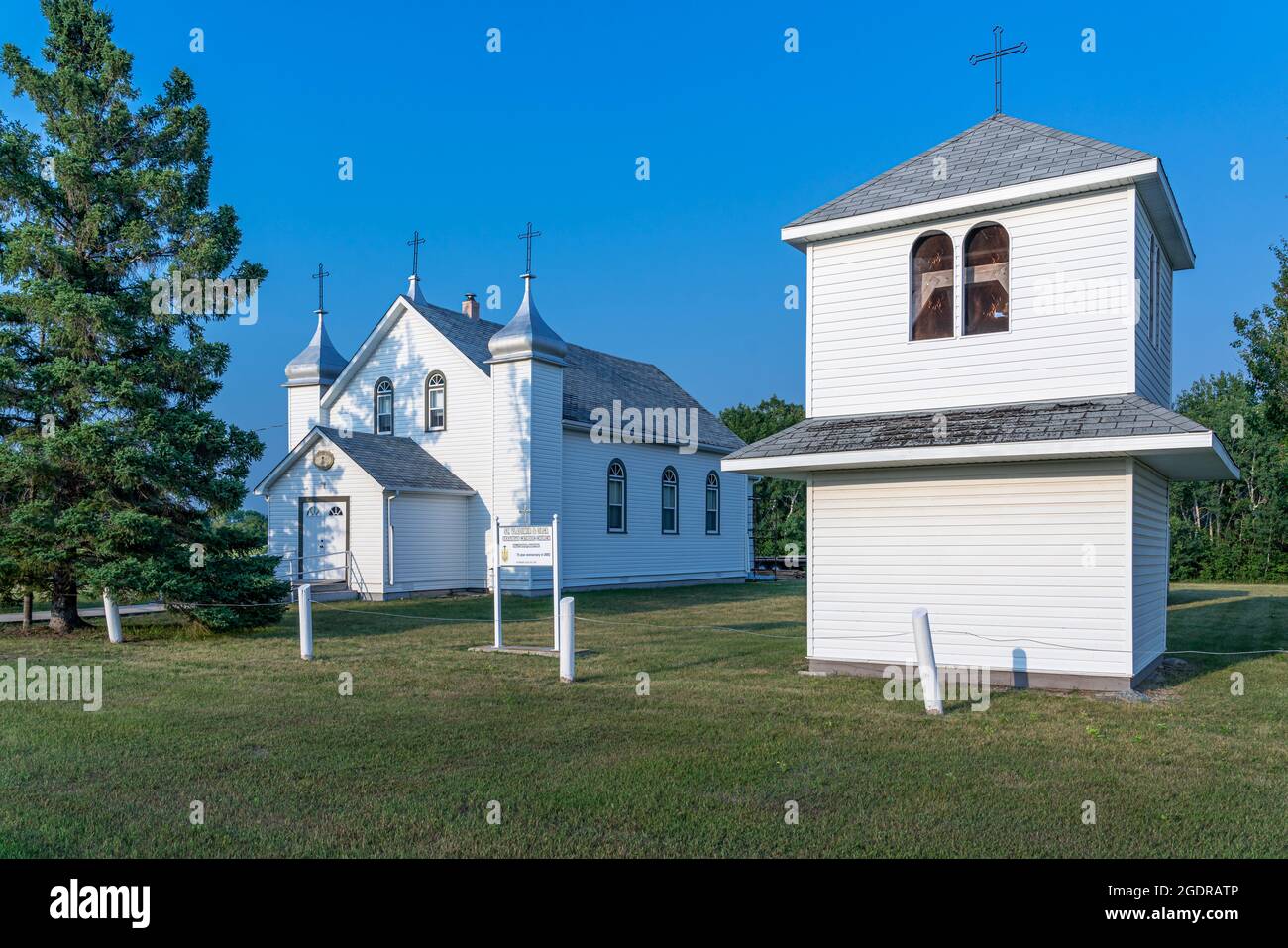 Una iglesia católica ucraniana en Valley River, Manitoba, Canadá. Foto de stock