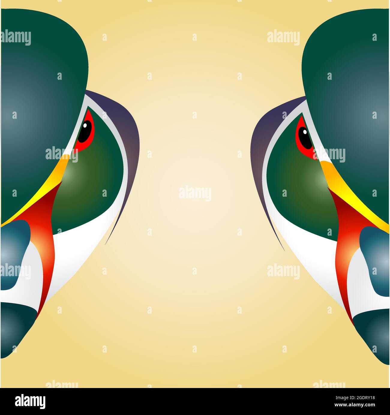 Cabeza de pato mandarín Herentemente diseñado medio vector. Ilustración de vector en capas fácil de editar. Animales salvajes. Ilustración del Vector