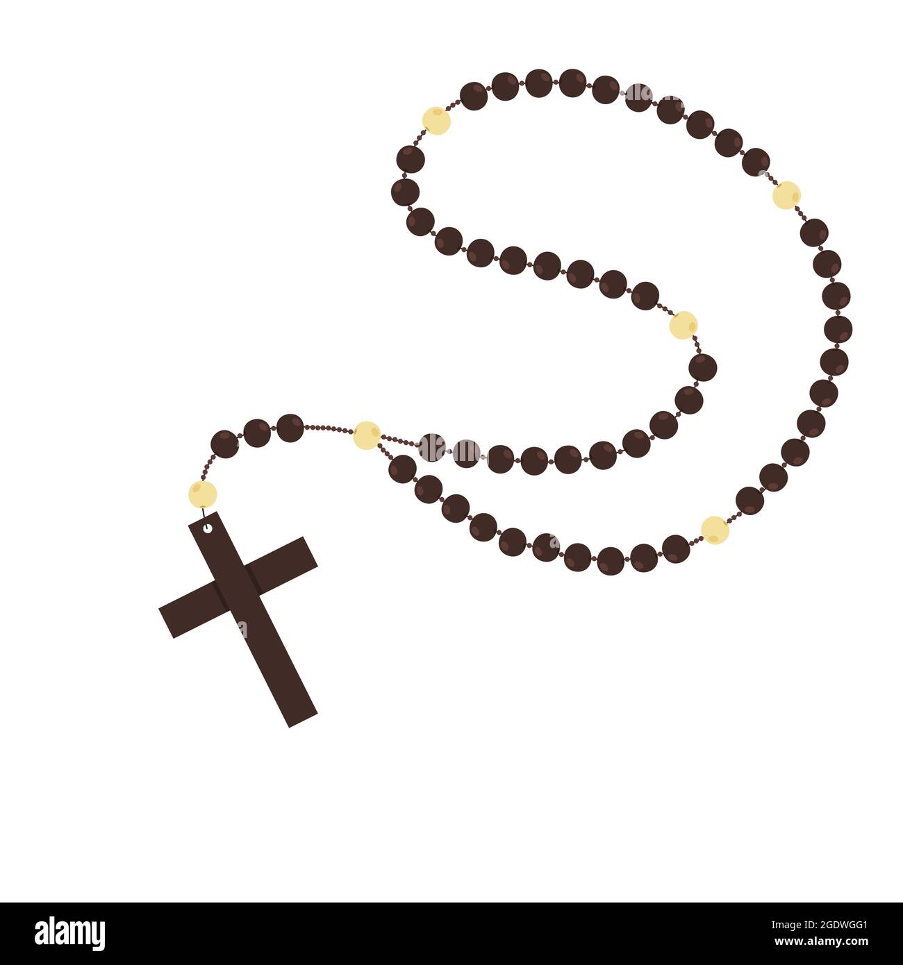 Cuentas de rosario católico de madera marrón, símbolos religiosos