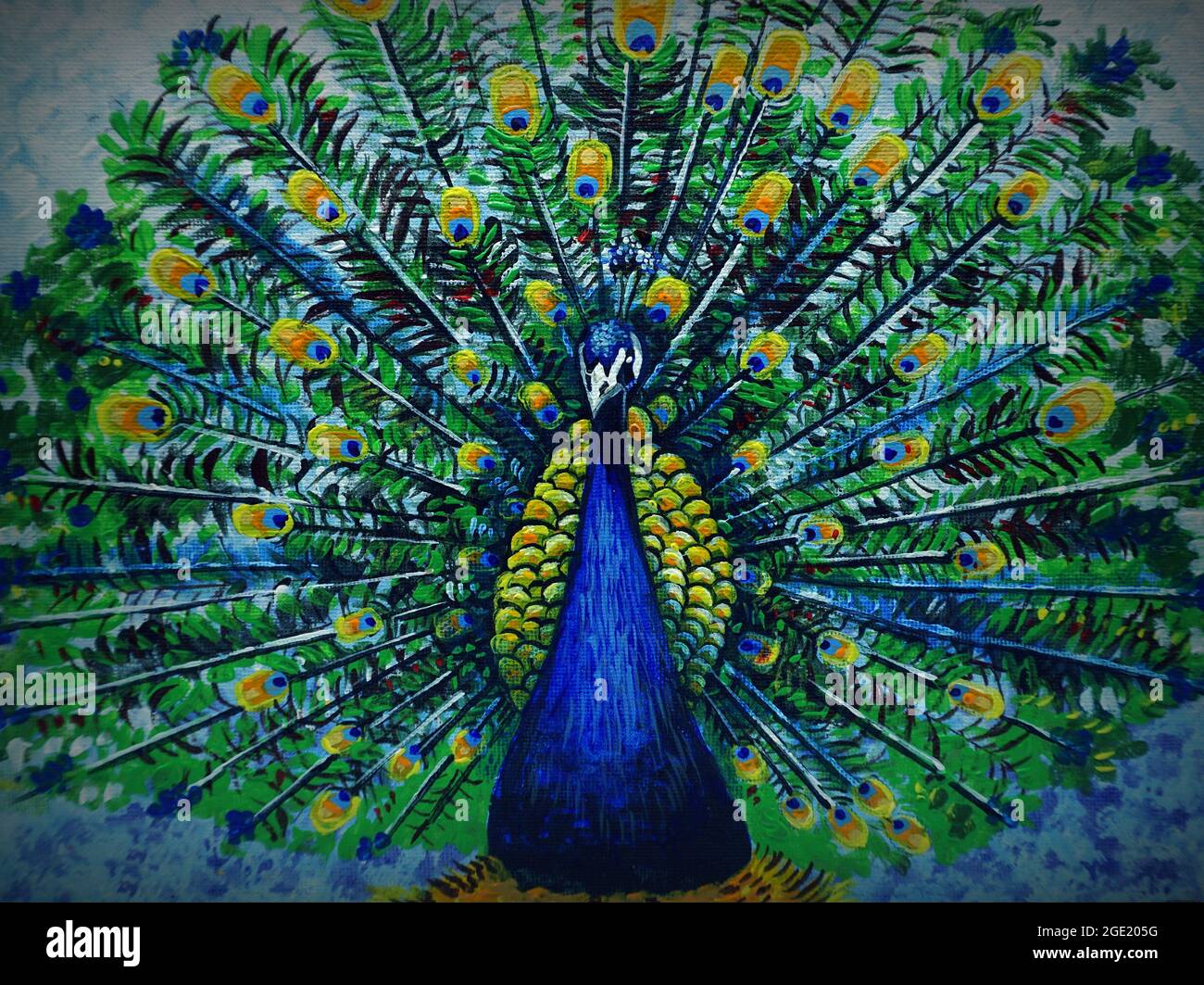 espiral nacimiento escapar Pintura de arte color aceite Smiling lindo pavo real tailandia , pintor,  pintura de lienzo Fotografía de stock - Alamy