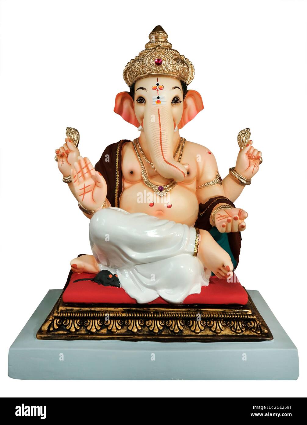 El dios hindú Ganesha. Ganesha Idol sobre fondo blanco, Festival Indio Foto de stock