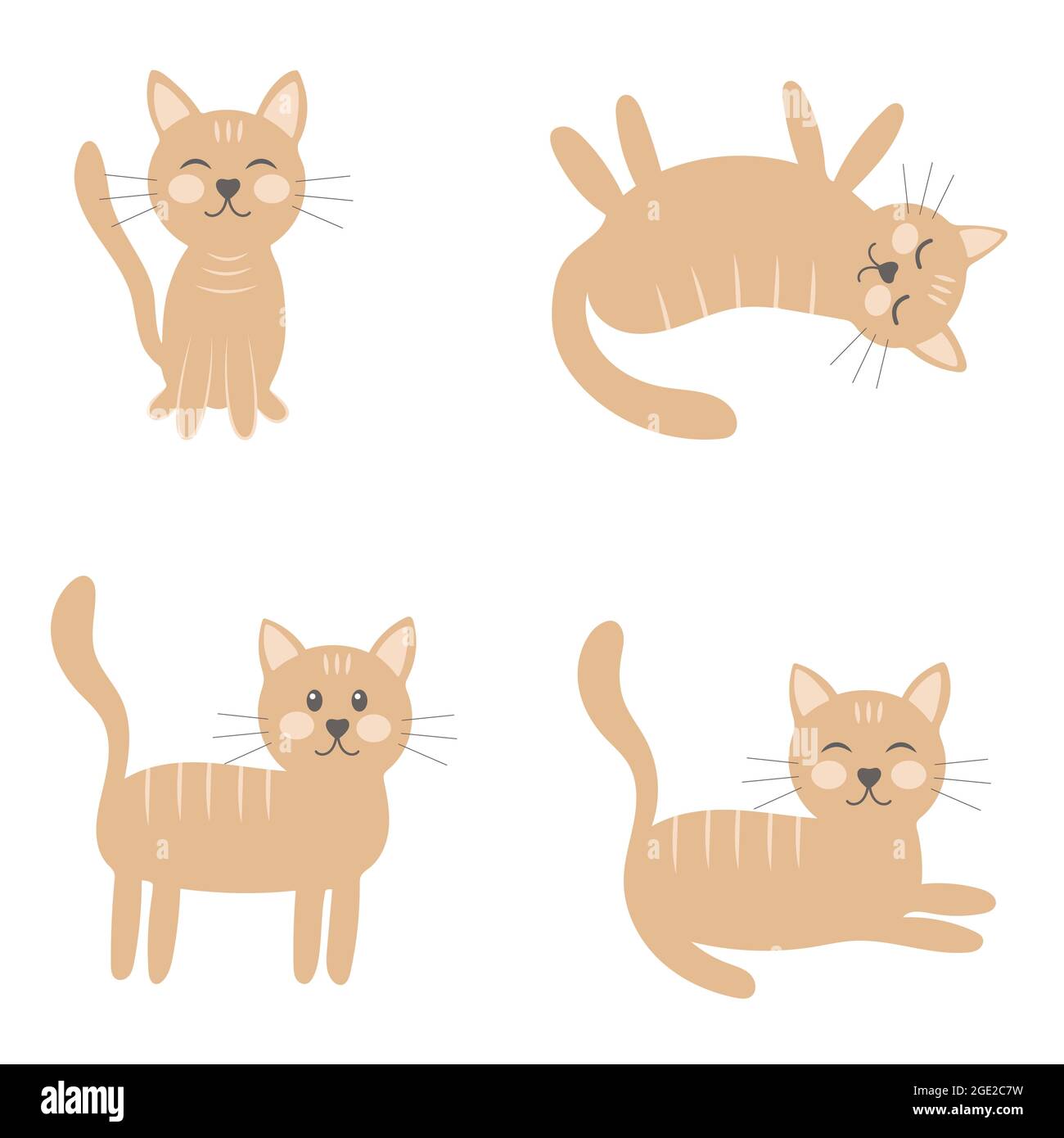 Conjunto de gatos en diferentes poses ilustración vectorial. Imagen simple  dibujada a mano de PET. El animal se sienta, duerme, camina y muere Imagen  Vector de stock - Alamy