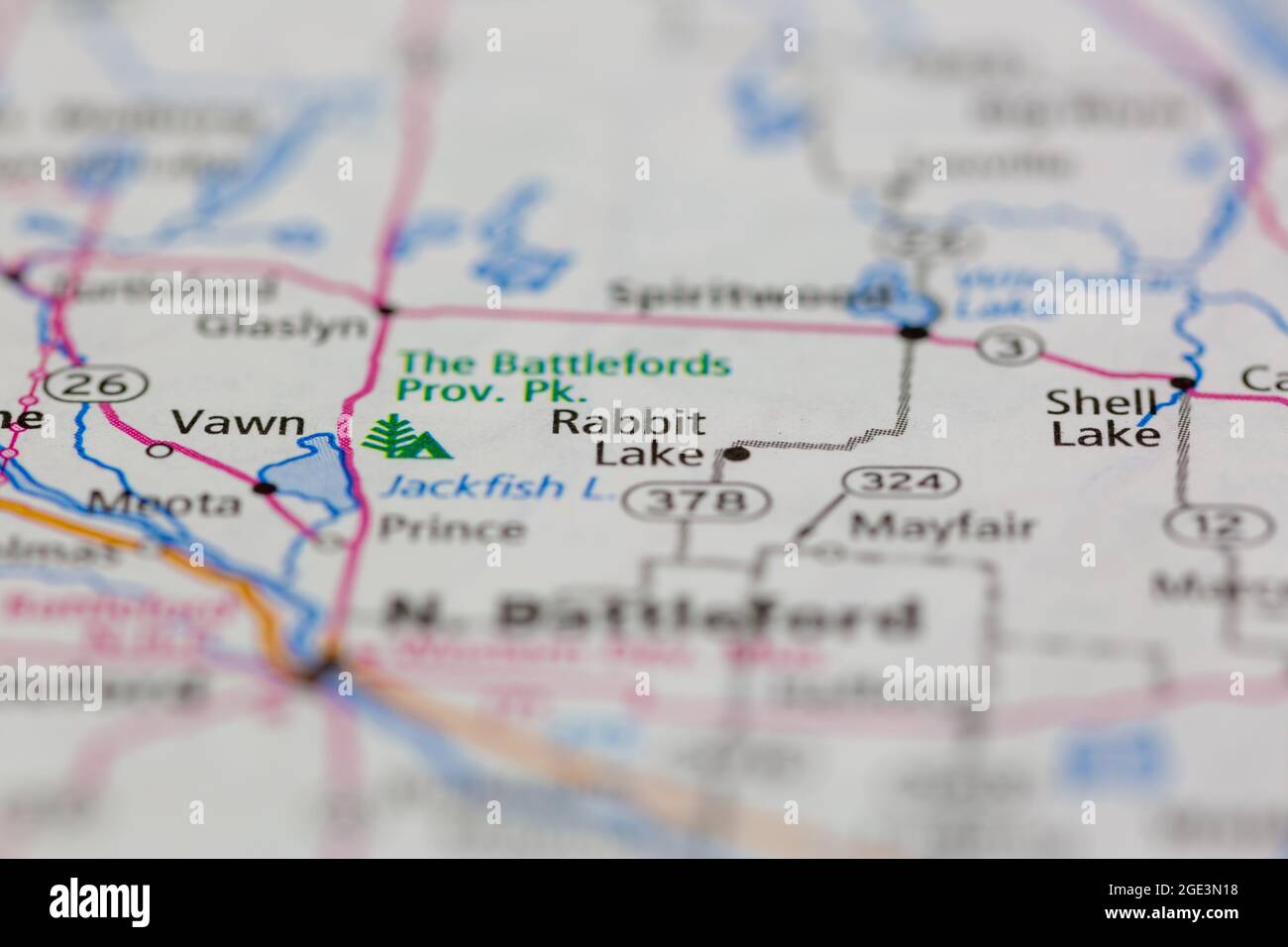 Rabbit Lake Saskatchewan Canada se muestra en un mapa de carreteras o
