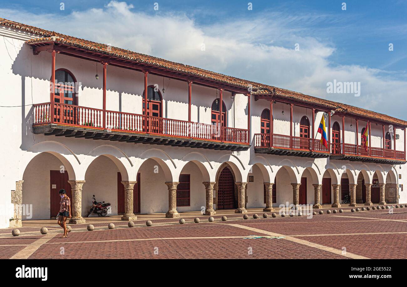 Plaza de la Aduana, Cartagena de Indias, Colombia. Foto de stock
