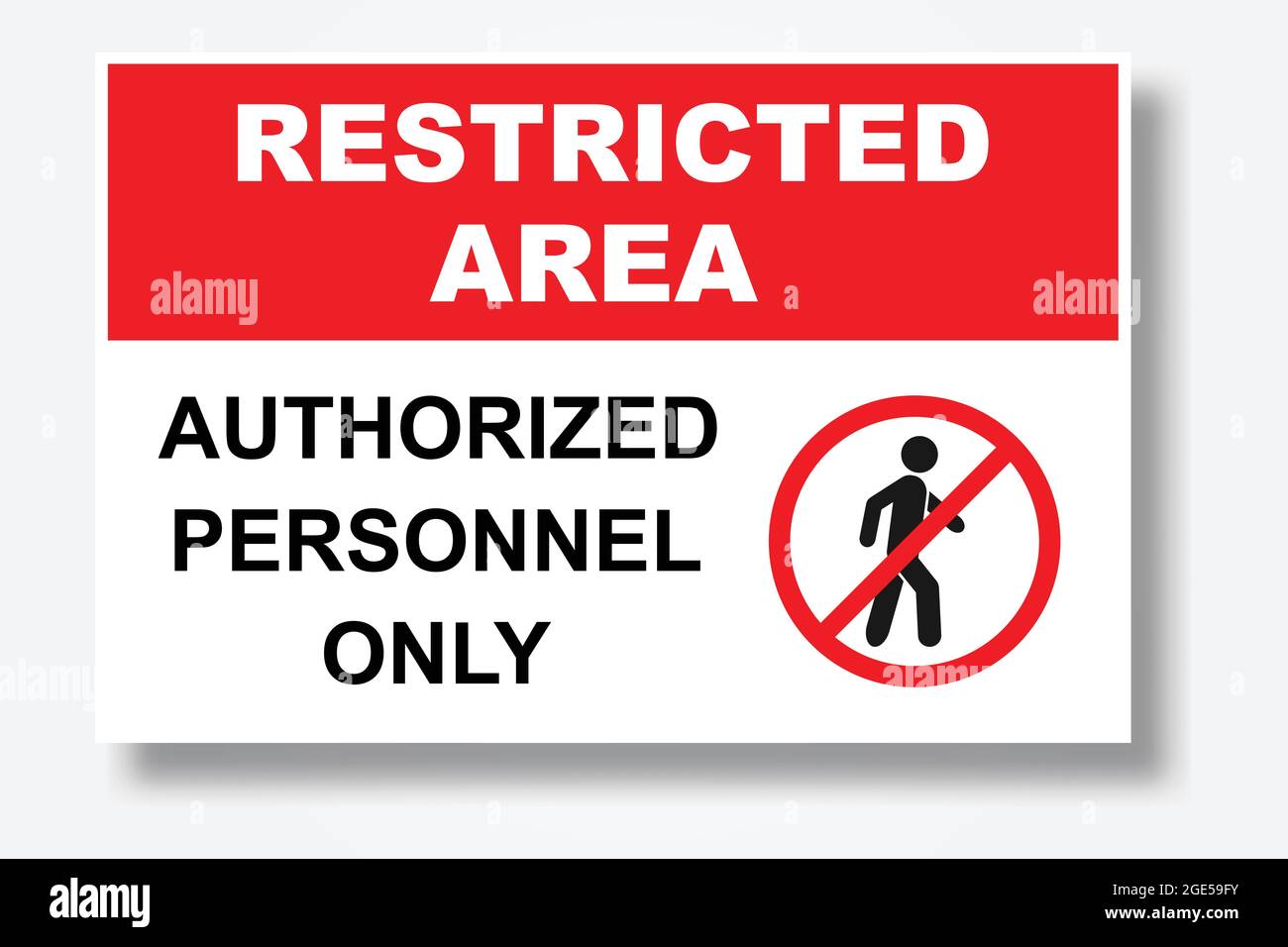 Área RESTRINGADA Símbolo de personal autorizado Sin acceso, sin entrada, signo de prohibición con icono de hombre vectorial para diseño gráfico, logotipo, sitio web, social Ilustración del Vector