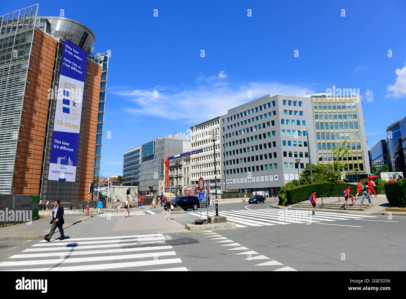 El edificio Berlaymont - Sede de la Comisión Europea, CE, el ejecutivo de la Unión Europea, UE. Bruselas, Bélgica. Foto de stock