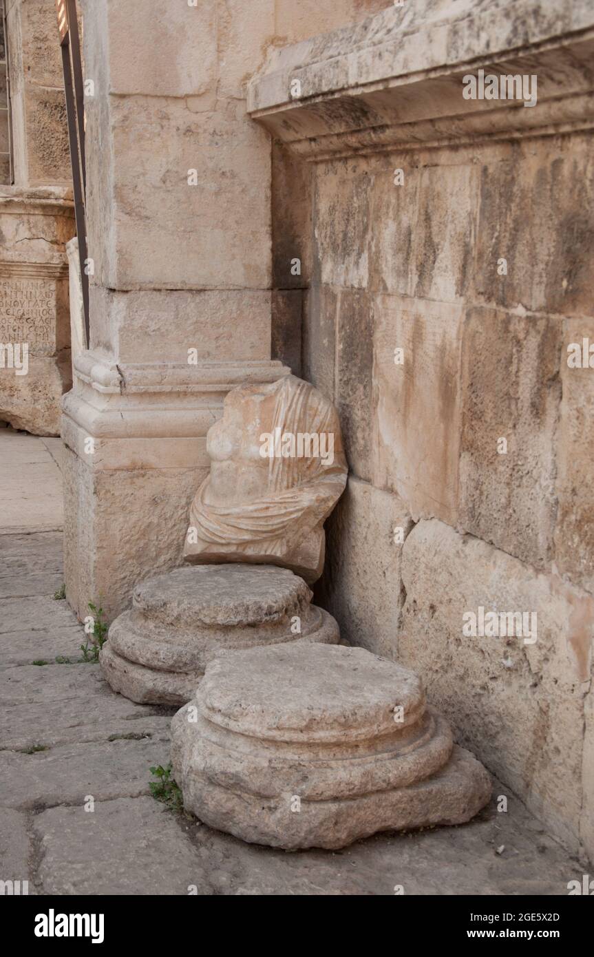 Estatua (detalle), Teatro Romano, Ammán, Jordania, Oriente Medio Foto de stock