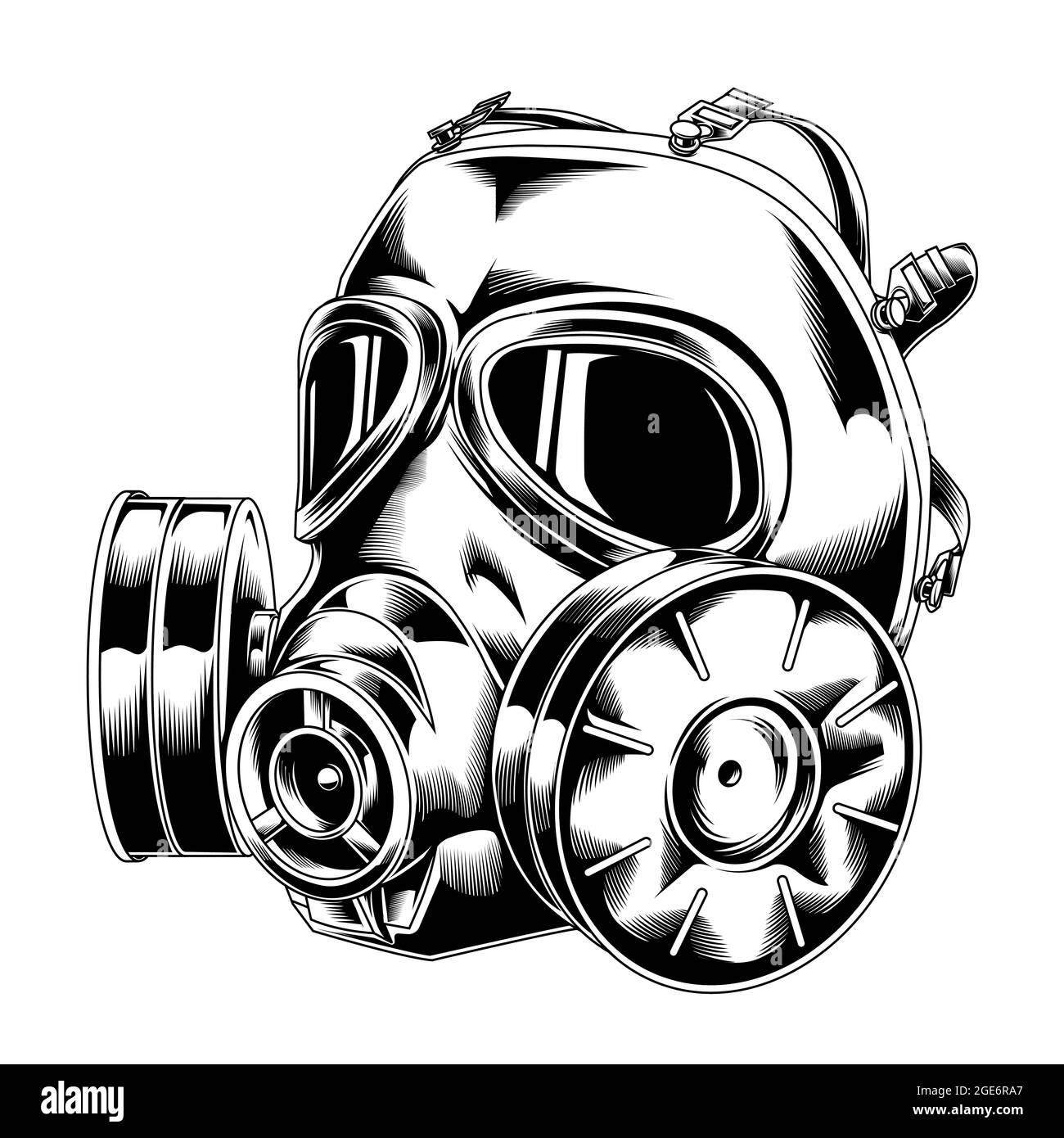 diseño de máscara de gas vectorial en blanco y negro Imagen Vector de stock  - Alamy