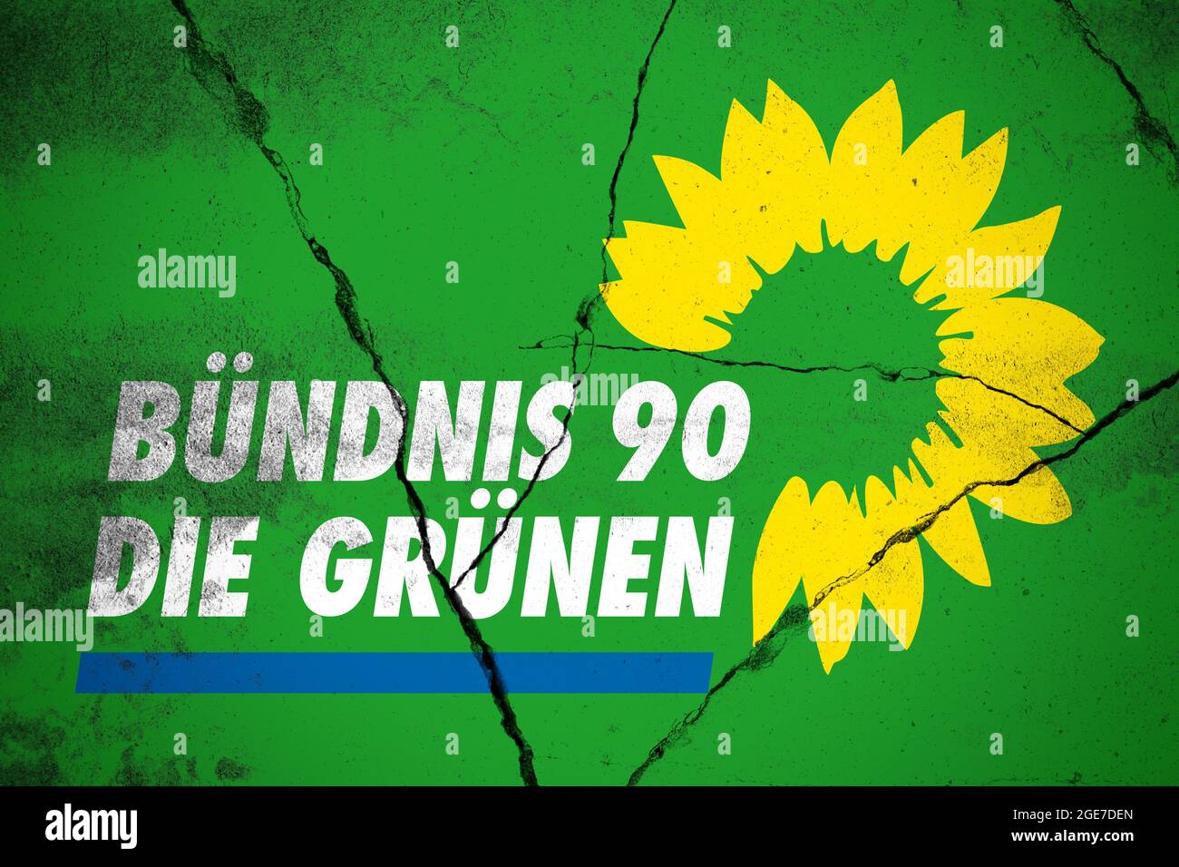 10 de agosto de 2021 B90 Los Verdes Die Gruenen Political Party, Símbolo de crisis, Pobres resultados de la encuesta, Lost, Bundestag Election 2021 Foto de stock