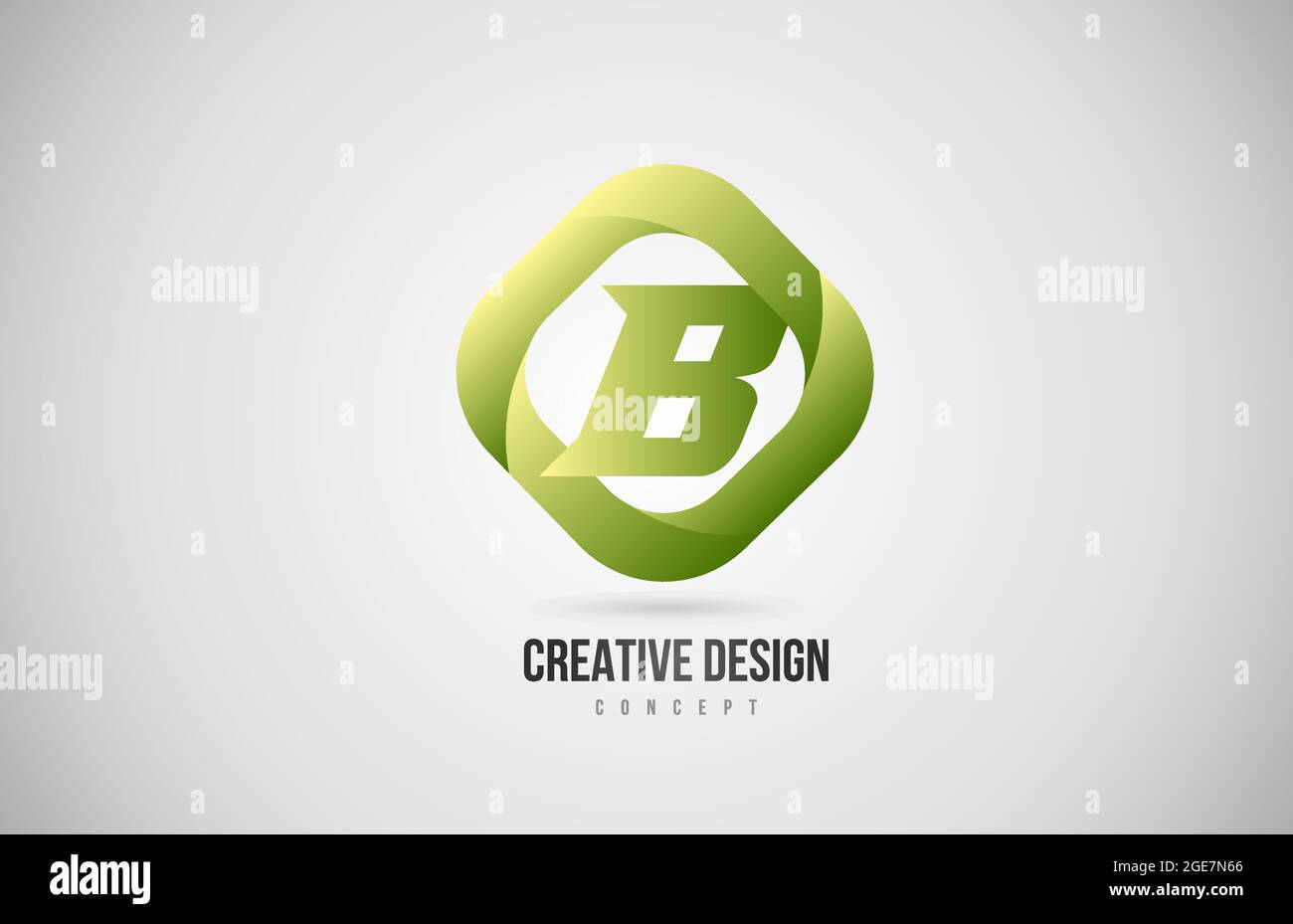 Icono de logotipo de letra B del alfabeto verde con forma de rombo. Diseño de gradiente creativo para empresas y empresas Ilustración del Vector