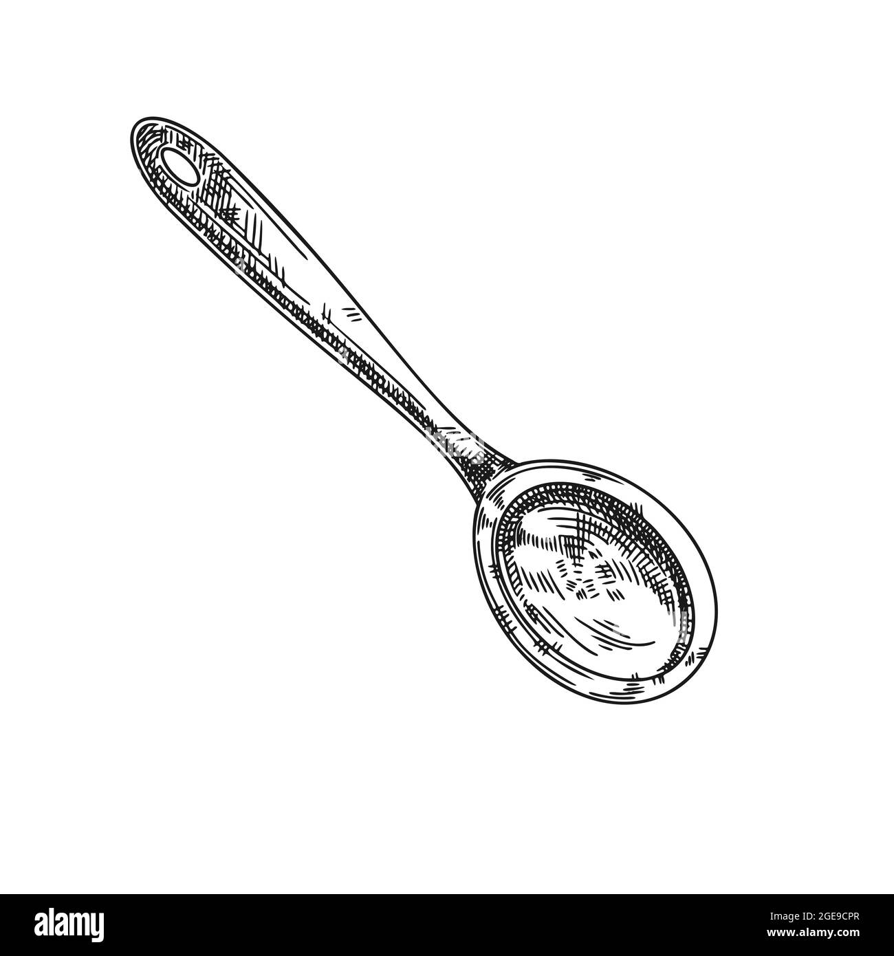 Boceto de una cuchara de madera aislada sobre un fondo blanco. Ilustración  vectorial Imagen Vector de stock - Alamy