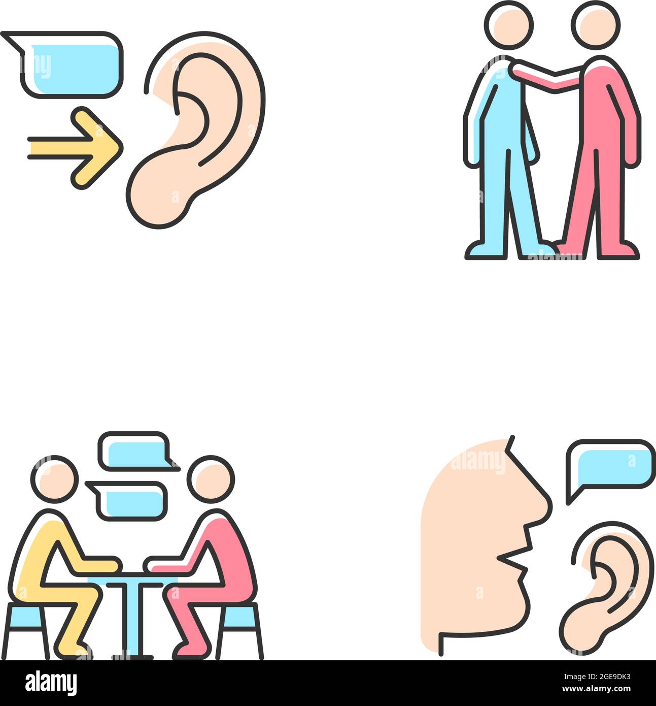 Comunicación verbal y no verbal Conjunto de iconos de color RGB Imagen Vector de stock - Alamy Comunicación verbal y no verbal Conjunto de iconos de color RGB Imagen Vector de stock - Alamy