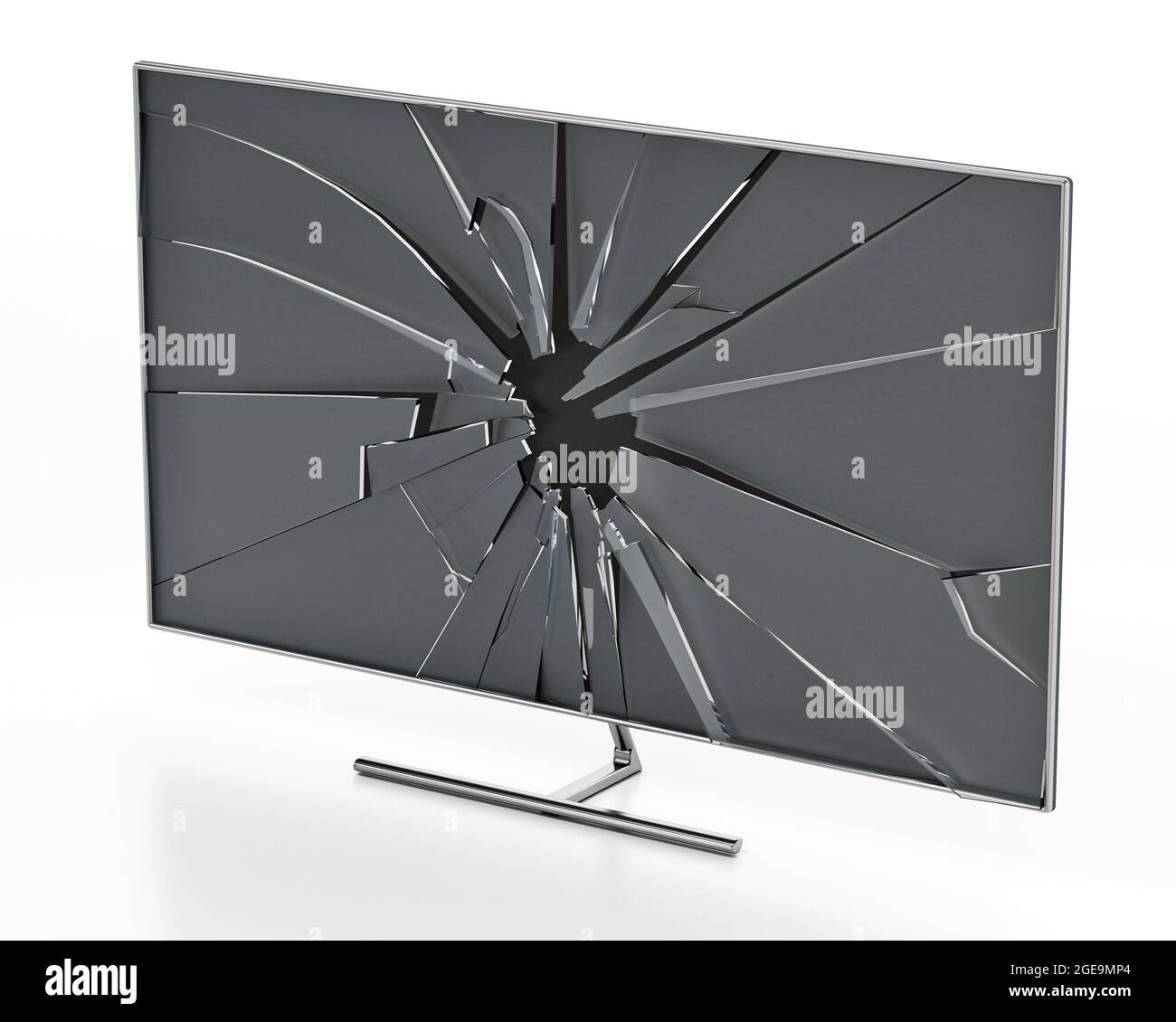 TV LCD con pantalla rota aislada sobre fondo blanco. Ilustración 3D  Fotografía de stock - Alamy
