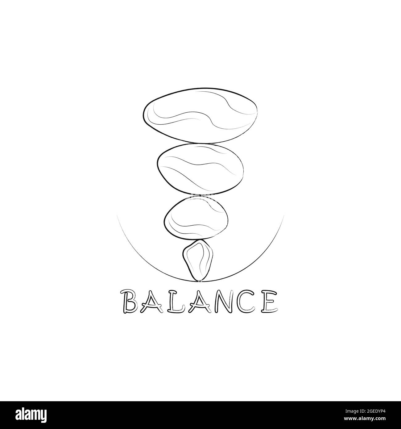 Balance de piedras diseño en blanco y negro . Ilustración Foto de stock