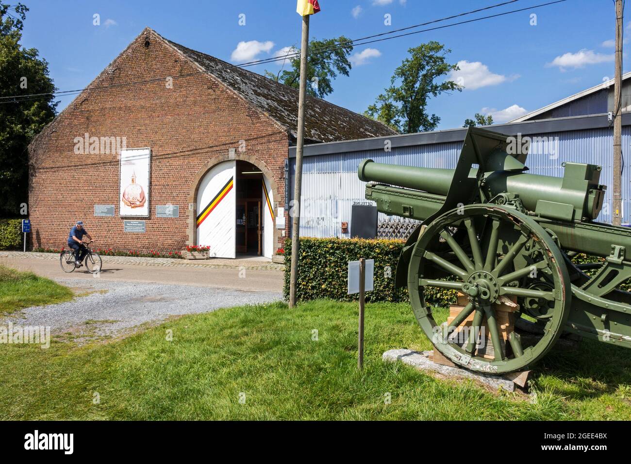 WWI museo Batalla de los cascos de plata / slag der Zilveren Helmen sobre la última gran carga de caballería por el ejército alemán en Halen, Limburgo, Bélgica Foto de stock