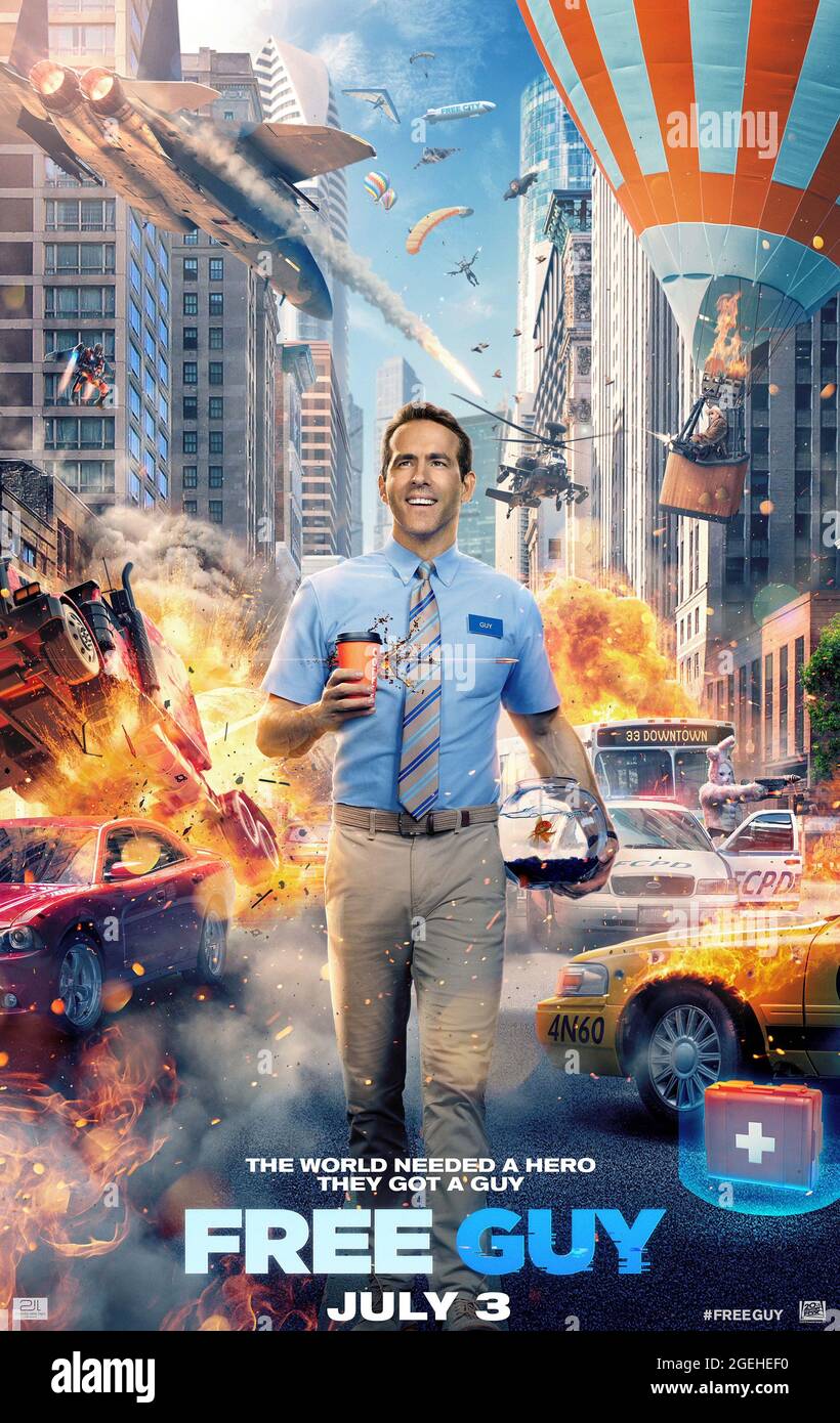 EE.UU. Ryan Reynolds en la nueva película de (C)20th Century Fox: Free Guy  (2021). Argumento: Un cajero de banco descubre que es en realidad un NPC  dentro de un brutal y abierto